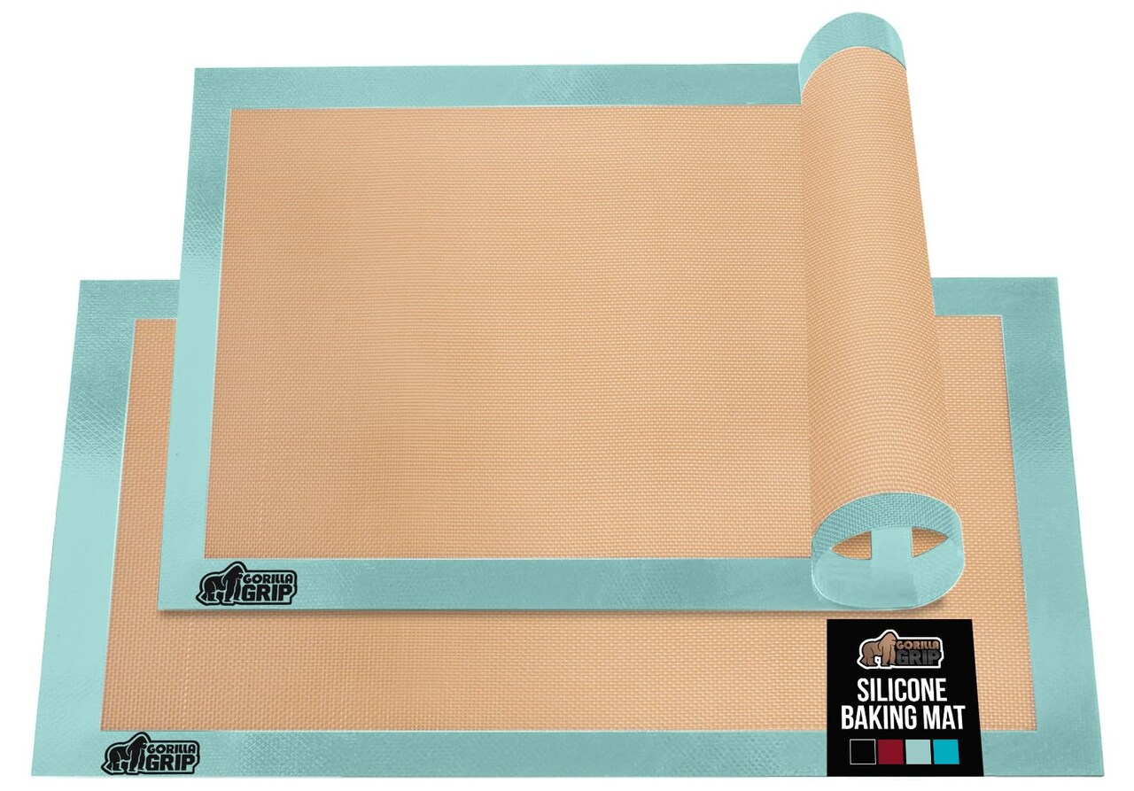 Food Grade Reusable Nonstick Silicone Baking Mat, Oven Safe Cookie Sheet Liners, Up to 500 Degrees, No Mess Easy Clean Pastry Mats, Kitchen Essentials, 11.75x8.25 Quarter Sheet, 2PK, Mint